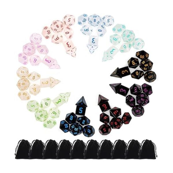 Surhugvy DND Dice 10 x 7 70 piezas Juego de dados_4