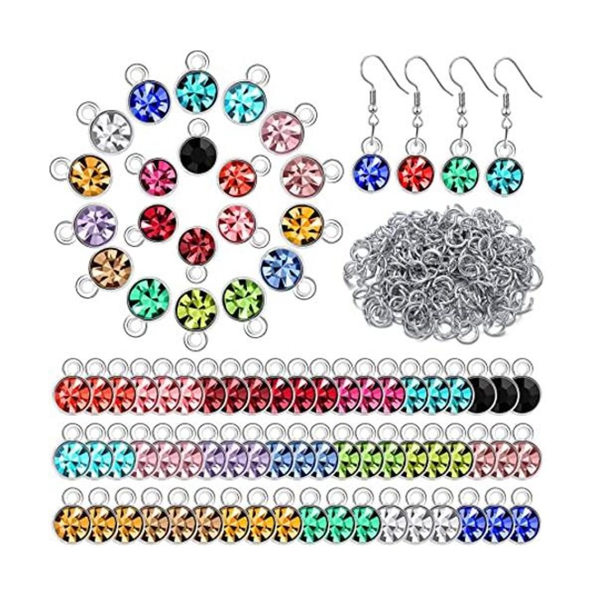 Sureio 80 dijes de piedra natal de cristal con 200 anillos