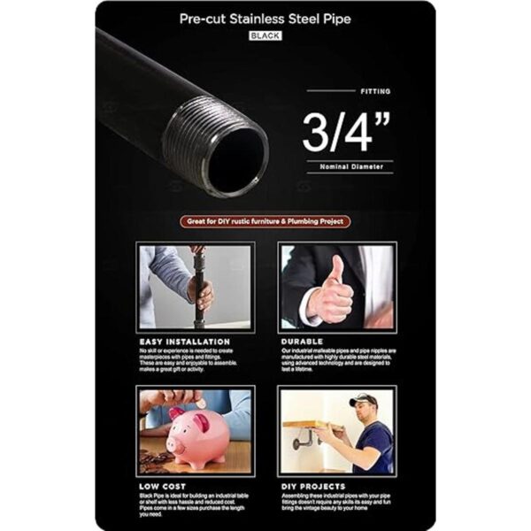 Supply Giant Tubo de acero negro de 34 pulgadas x 30_2