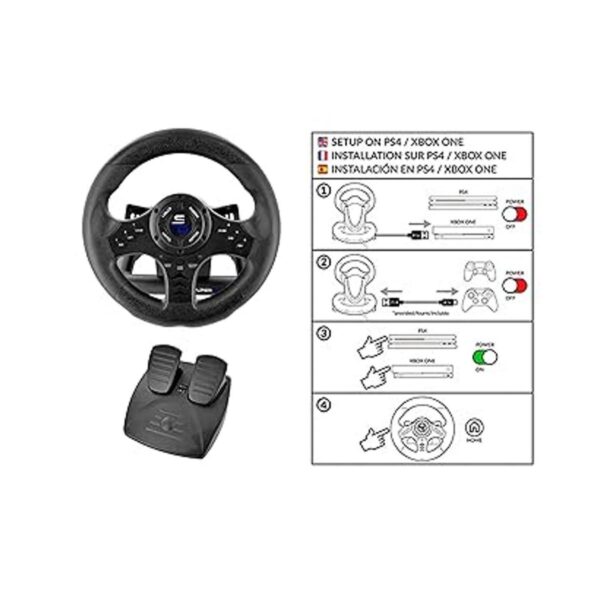 Superdrive SV450 racing steering wheel with Pedals and