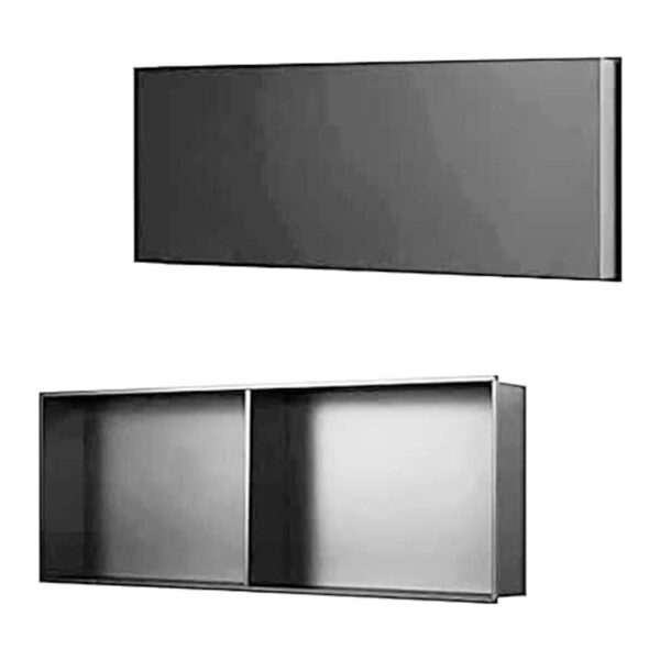 Sunrosa Nicho de ducha gris de acero inoxidable listo