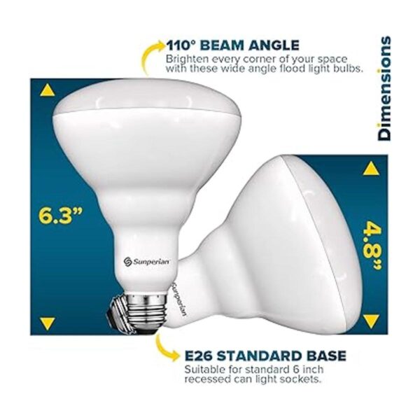 Sunperian Paquete de 6 bombillas LED BR40 13 W 85 W