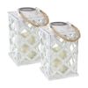 Sunnydaze Modern Crosshatch Linterna decorativa LED para_1