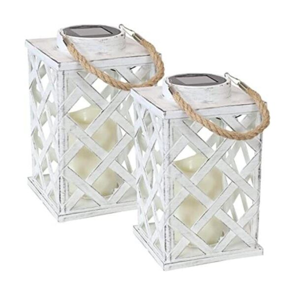 Sunnydaze Modern Crosshatch Linterna decorativa LED para_1