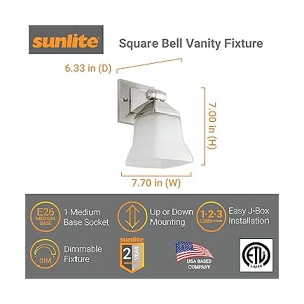 Sunlite 46061SU Lámpara de tocador cuadrada moderna de 5_3