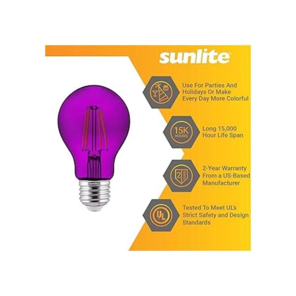 Sunlite 81080 Bombilla LED de filamento A19 color
