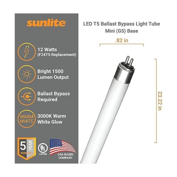 Sunlite 41200SU Bombilla LED T5 de tubo de luz doble
