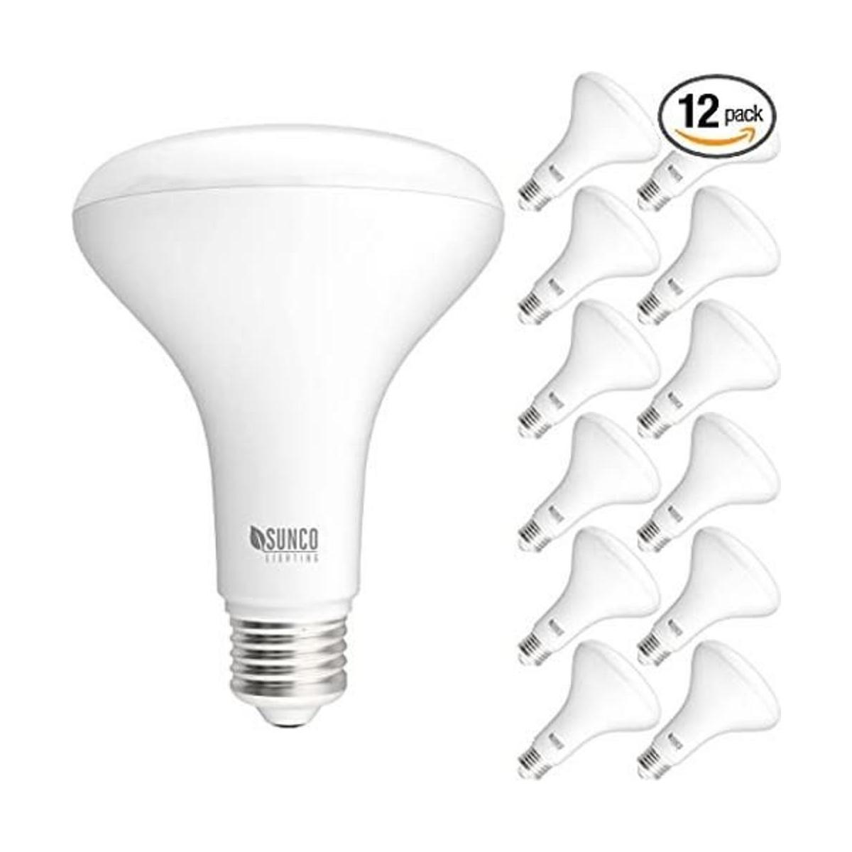 Sunco Lighting Paquete de 12 bombillas LED BR30 de 1600
