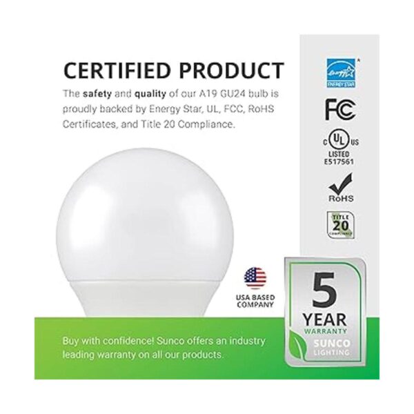 Sunco Lighting Paquete de 10 bombillas LED GU24 de 2
