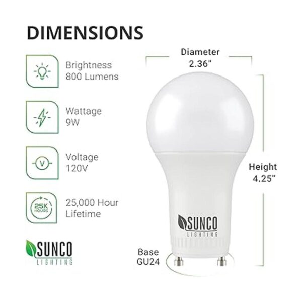Sunco Lighting Paquete de 10 bombillas LED GU24 de 2