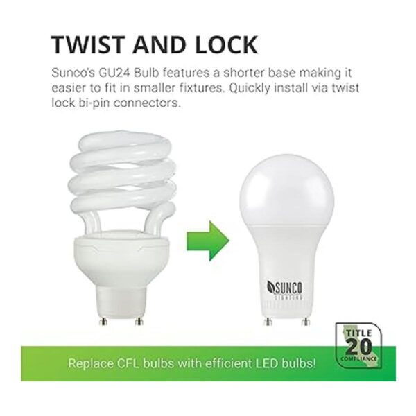 Sunco Lighting Paquete de 10 bombillas LED GU24 de 2
