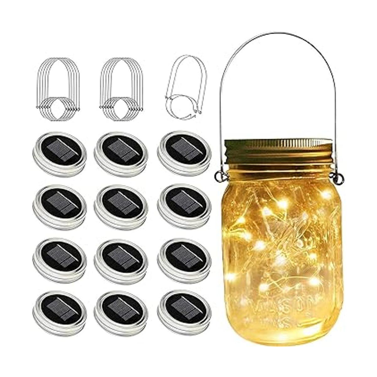 SunKite Juego de 12 luces solares para tarro 30 luces