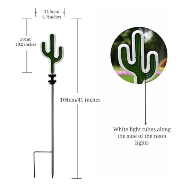 SunKite Cactus Luces solares de neón para exteriores_3
