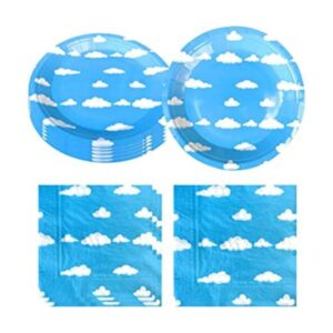 Suministros para fiesta de cumpleaños de nubes azules y_1