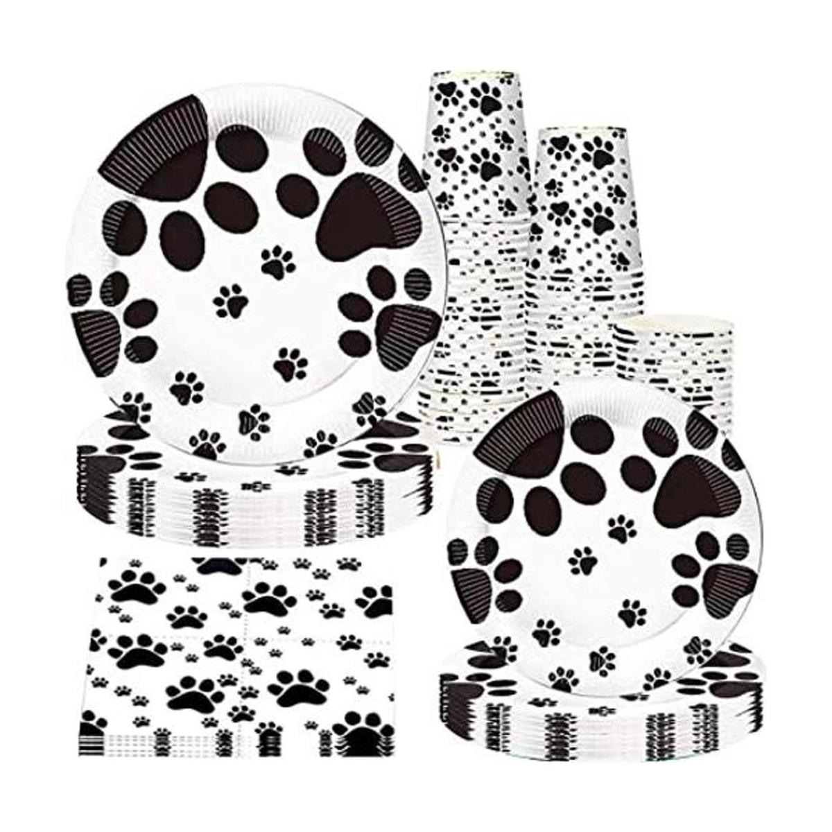 Suministros de fiesta de huellas de perro juego de