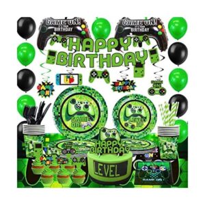 Suministros de fiesta de videojuegos verdes 201 piezas_1