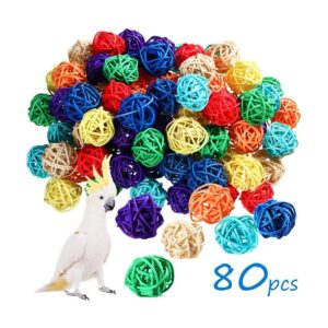 Sumind 80 bolas de ratán para pájaros juguetes de mimbre