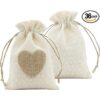 SumDirect Bolsas de arpillera de corazón con cordón 36