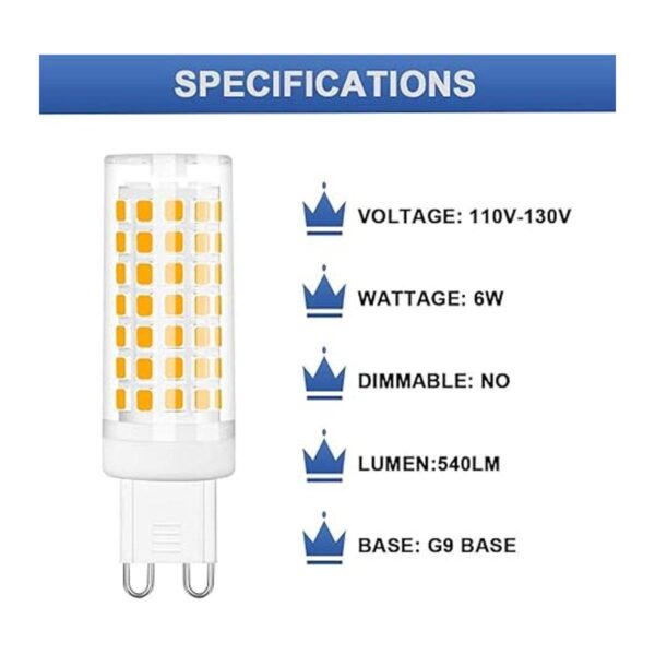 SumVibe Bombilla LED G9 de 6 W 60 W G9 540 lm luz_5