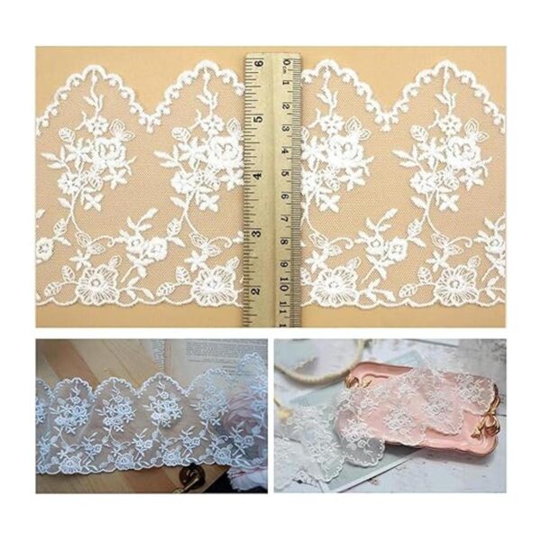 SuiGlory Cinta de encaje bordado borde de encaje floral
