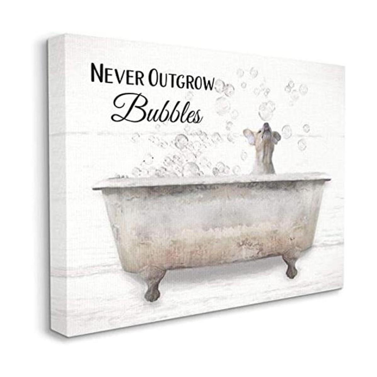 Stupell Industries Never Outgrow Bubbles Bath Dog in Tub