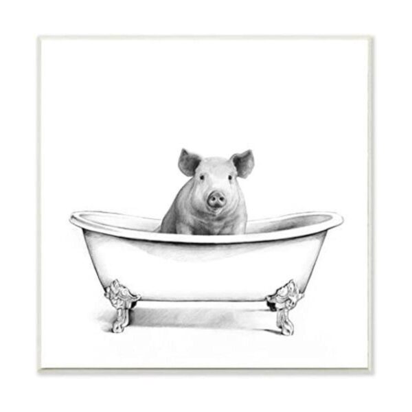 Stupell Industries Hog in Bath Tub Boceto de baño 12.0 x_1