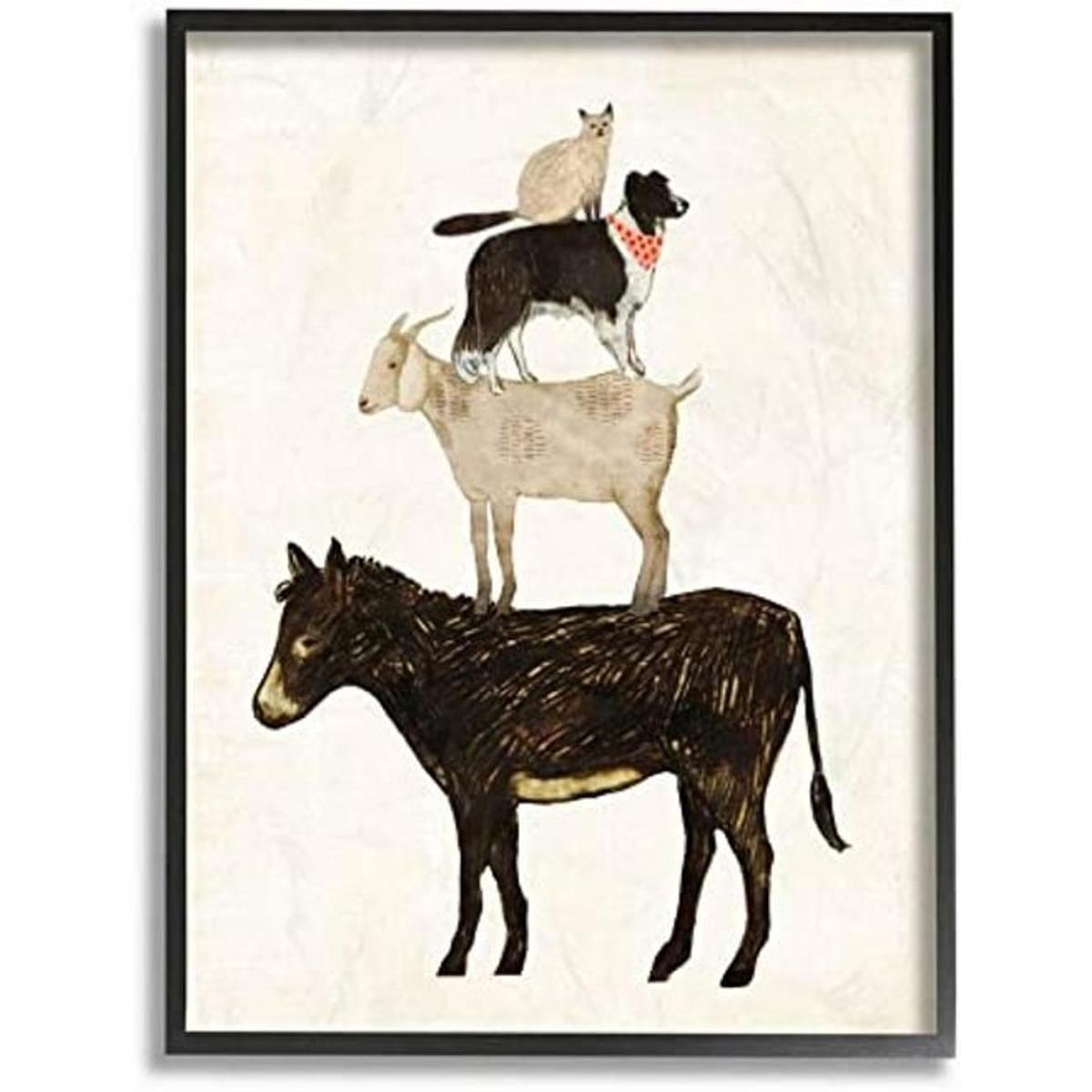 Stupell Industries Burro perro y gato Barnyard Friends