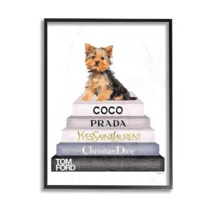 Stupell Industries Book Stack Yorkie Arte de pared_1