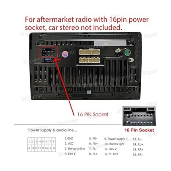Strpump Arnés de alimentación de radio estéreo de 16 pines_4