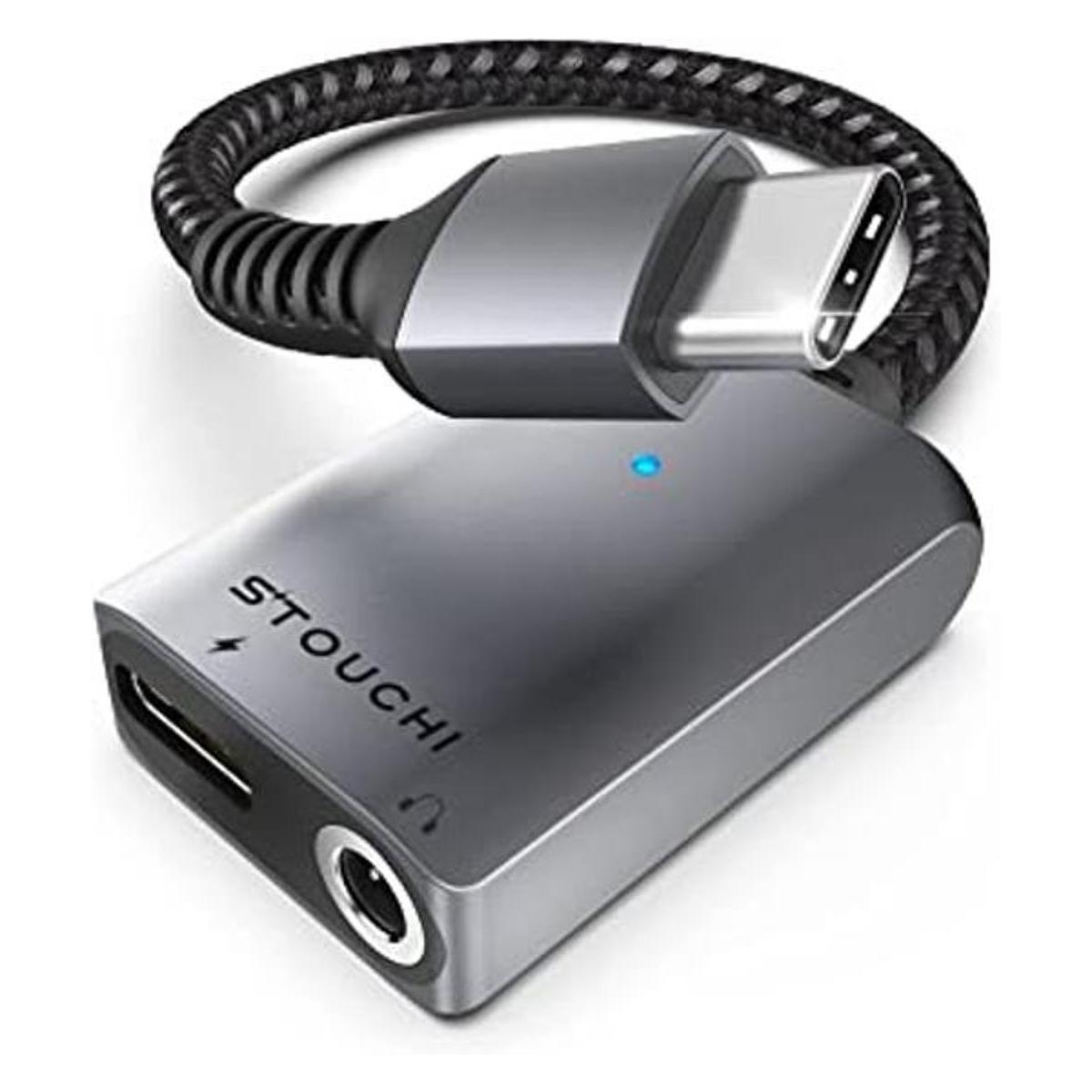 Stouchi Adaptador de auriculares y cargador USB C a 0.138