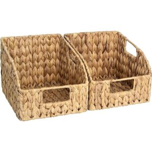 StorageWorks Water Hyacinth Wicker Baskets with Builtin_1