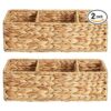StorageWorks 3Section Wicker Baskets for Shelves_1