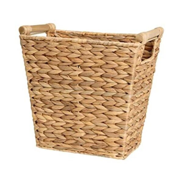 StorageWorks Cesta de basura de mimbre con asas de madera_1