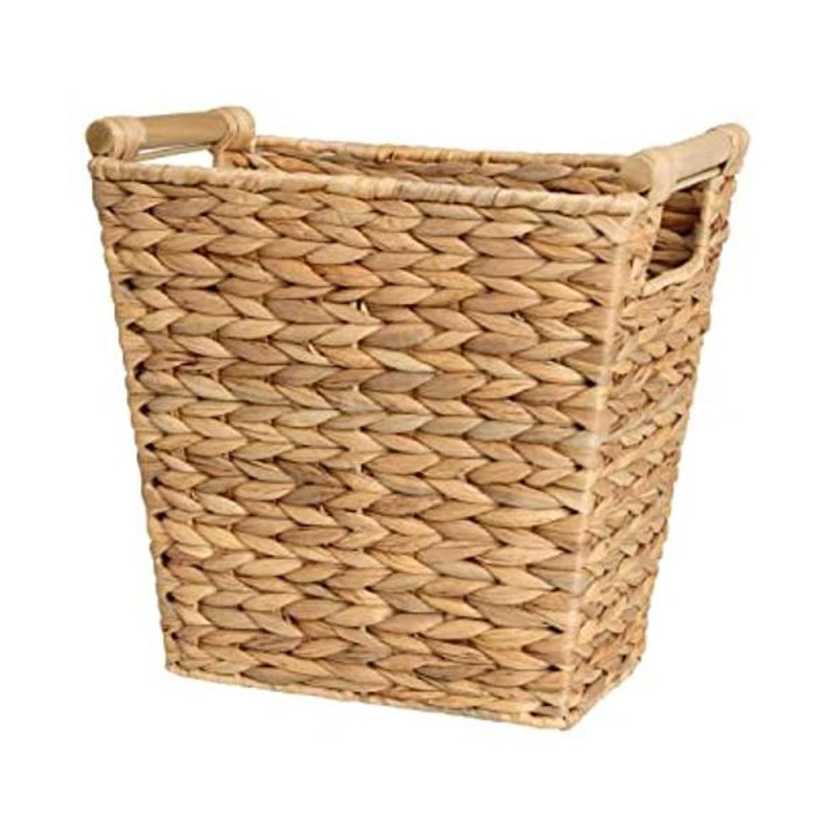 StorageWorks Cesta de basura de mimbre con asas de madera