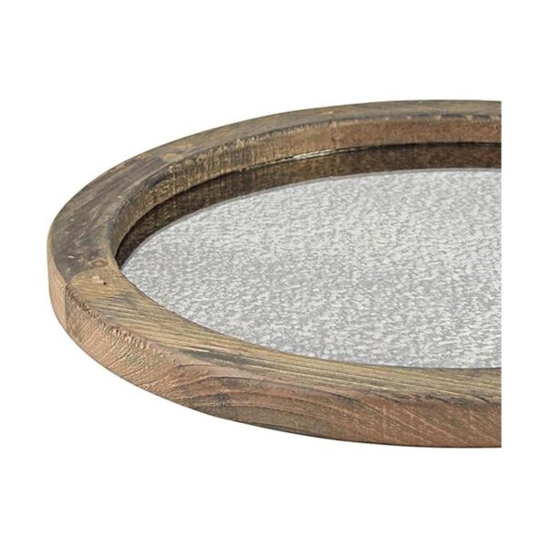 Stonebriar Bandeja redonda de madera natural con espejo_2