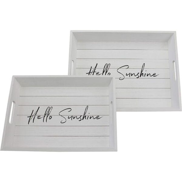 Stonebriar Juego de 2 bandejas rectangulares de madera_1