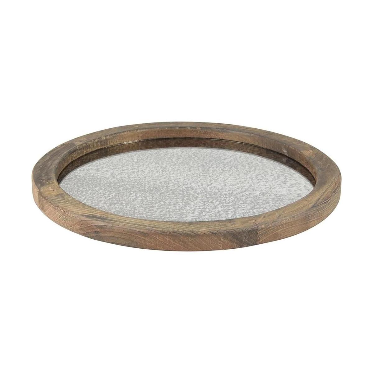 Stonebriar Bandeja redonda de madera natural con espejo