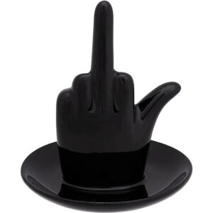 Stephanie Imports Bandeja de cerámica negra para anillos_1