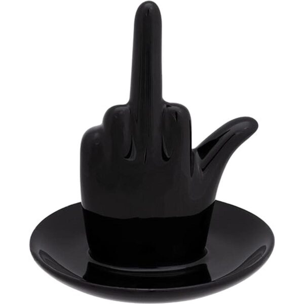 Stephanie Imports Bandeja de cerámica negra para anillos_1