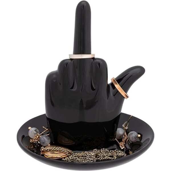 Stephanie Imports Bandeja de cerámica negra para anillos_2