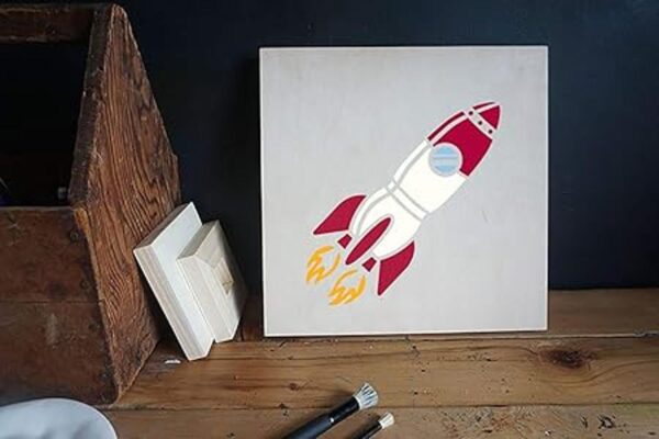 Stencil1 Rocket Spaceship Plantilla reutilizable de