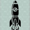 Stencil1 Rocket Spaceship Plantilla reutilizable de