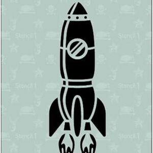Stencil1 Rocket Spaceship Plantilla reutilizable de