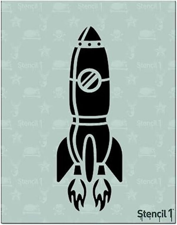 Stencil1 Rocket Spaceship Plantilla reutilizable de