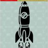 Stencil1 Rocket Spaceship Plantilla reutilizable de
