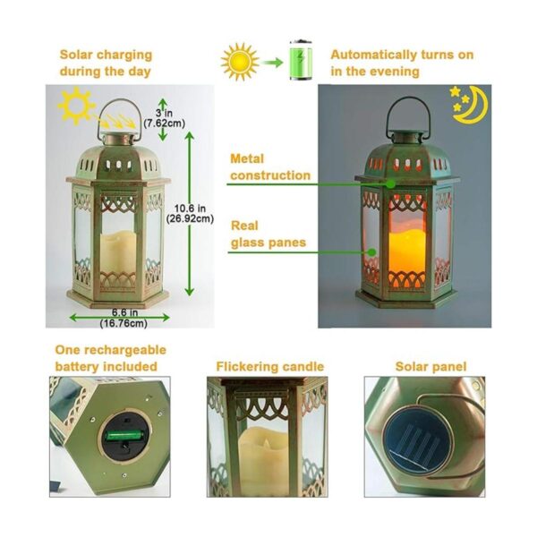 SteadyDoggie Paquete de 2 faroles solares verdes Luces_2