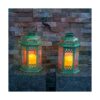 SteadyDoggie Paquete de 2 faroles solares verdes Luces_3