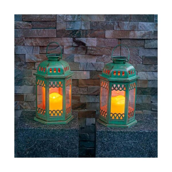 SteadyDoggie Paquete de 2 faroles solares verdes Luces_3