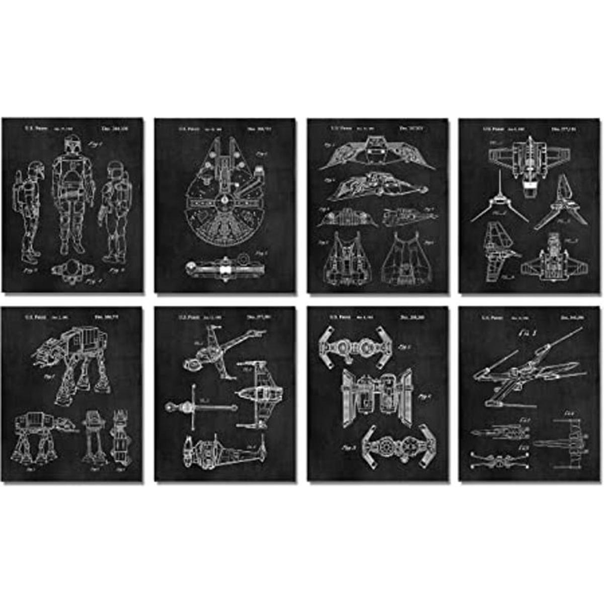 Star Vessels Juego de 8 impresiones artísticas de pared