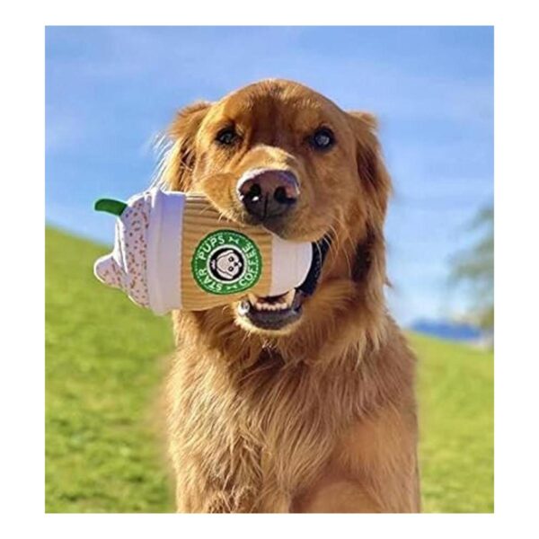 Star Pups Juguete de café para perro con leche de